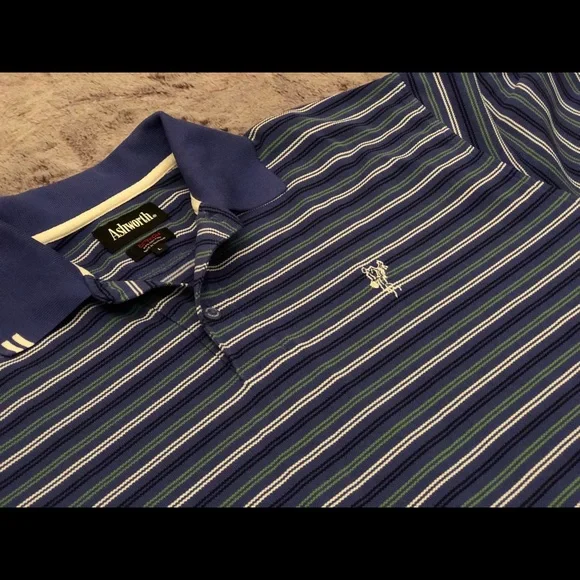 Ashworth EZ tech striped cotton golf shirt L - Picture 5 of 8